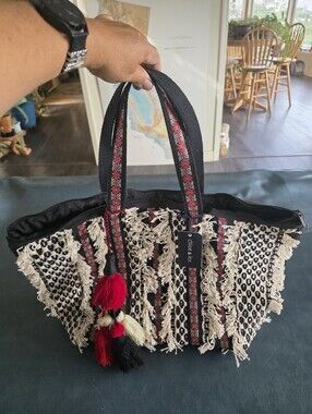Chlie & Lex Black Oversized Boho Fringe Tote